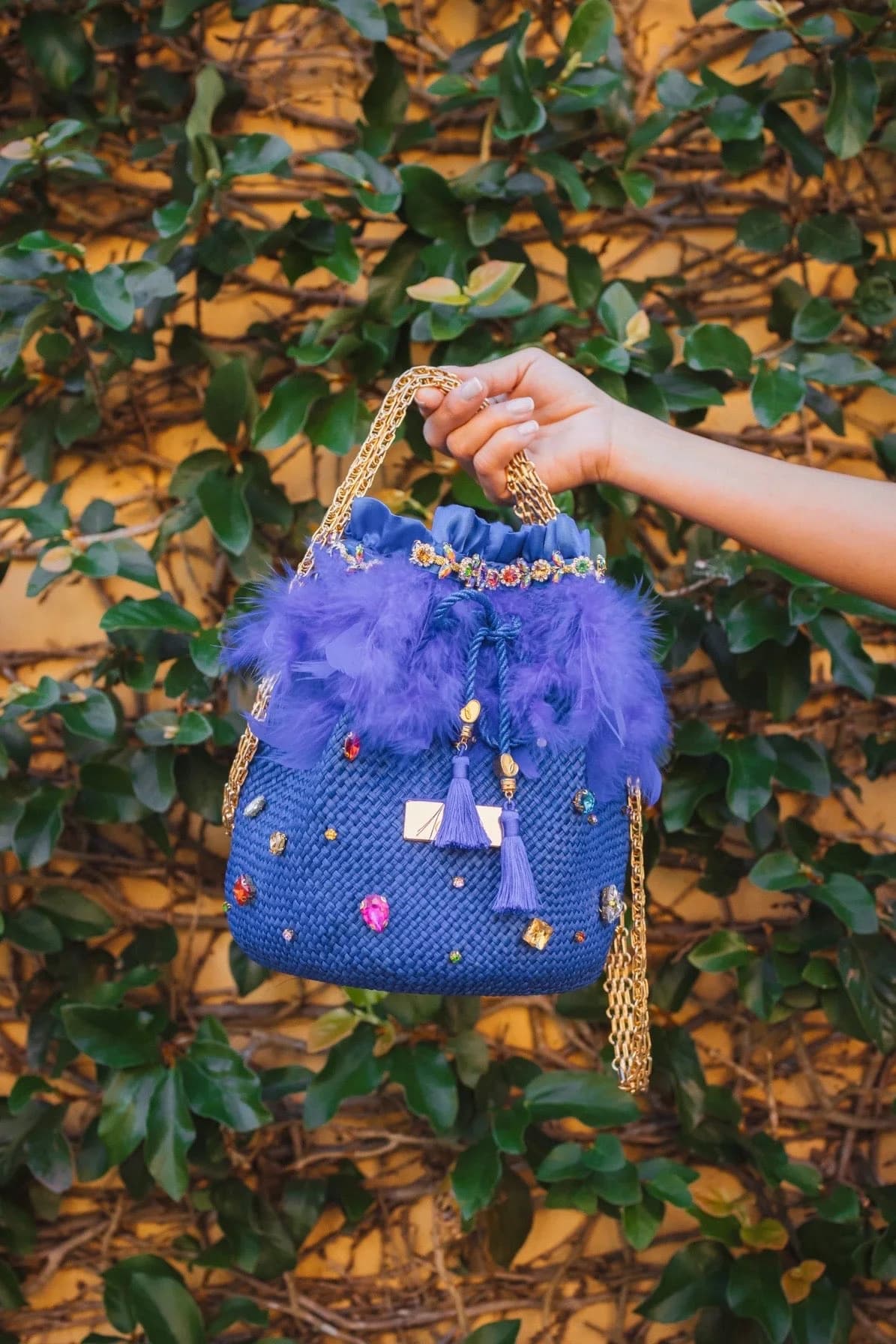 Ella Blue Straw Bag — view 1