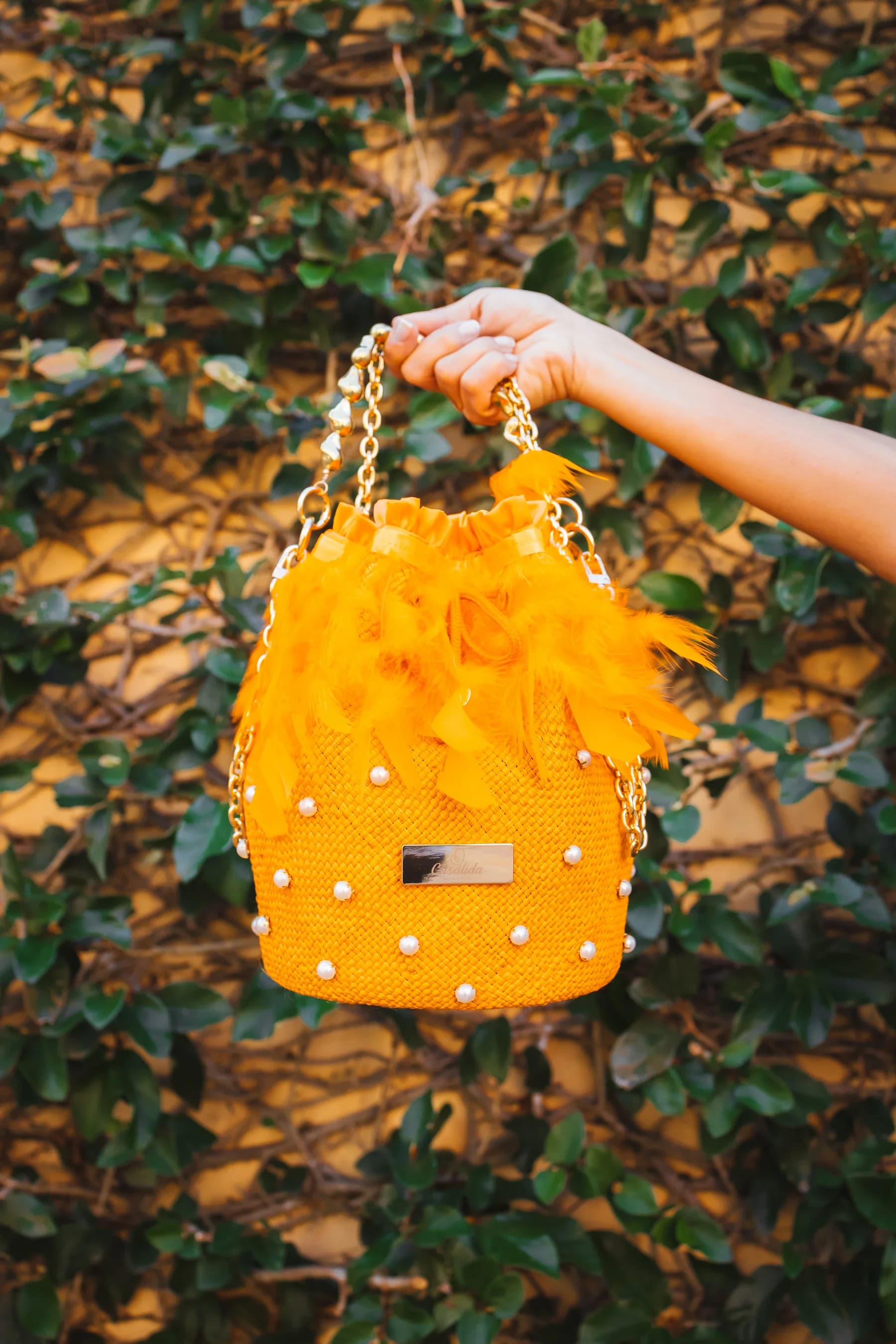 Ella Orange Straw Bag — view 1